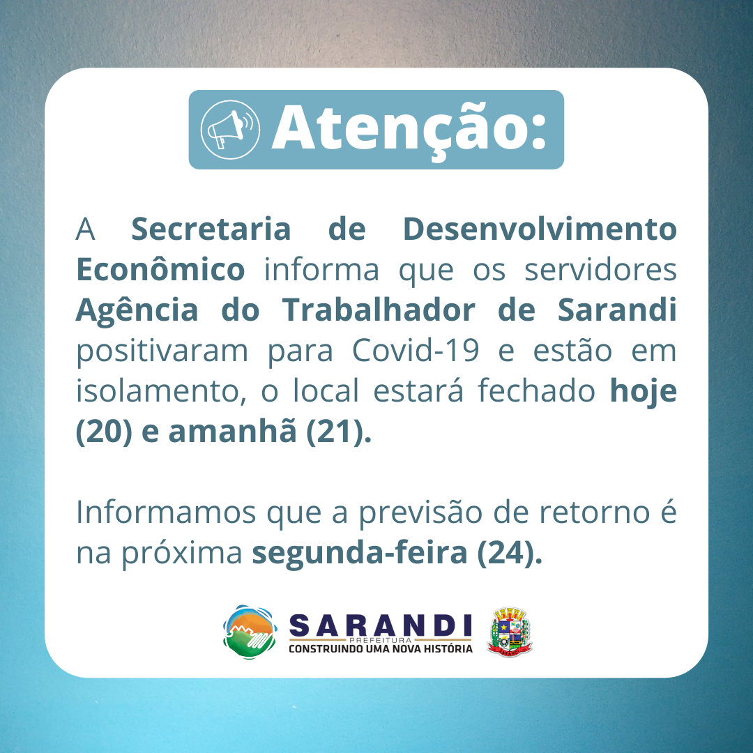 Comunicado Agência do Trabalhador de Sarandi